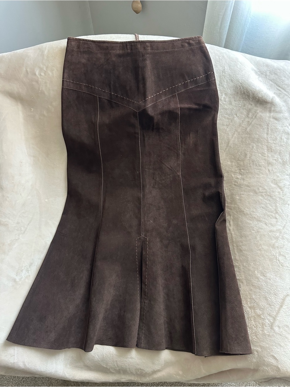 Vintage Brown Suede Leather Maxi Skirt. - Picture 3 of 9